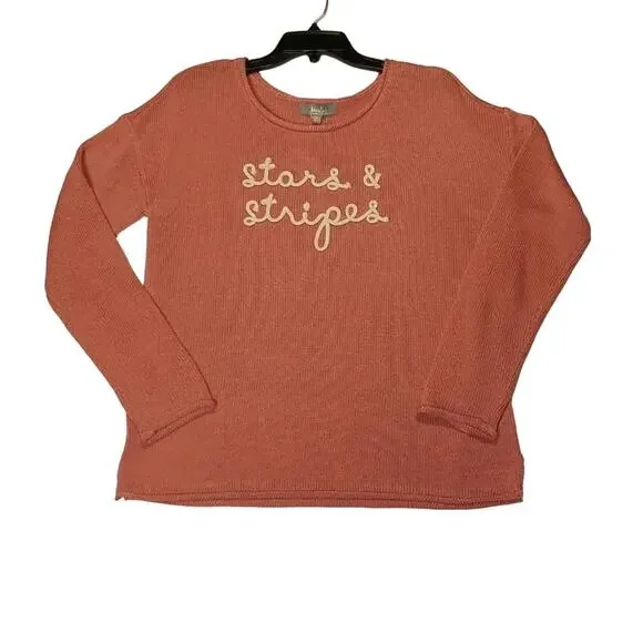 Marled Reunited Clothing Stars & Stripes Sweater Womens Large NWT Rope Lettering - Picture 9 of 9